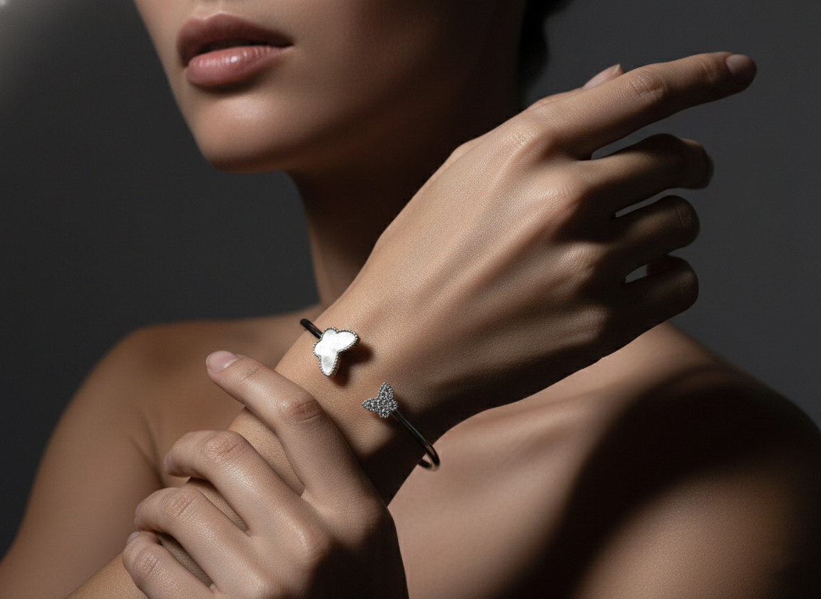 A women wearing Beautiful Butterfly kada