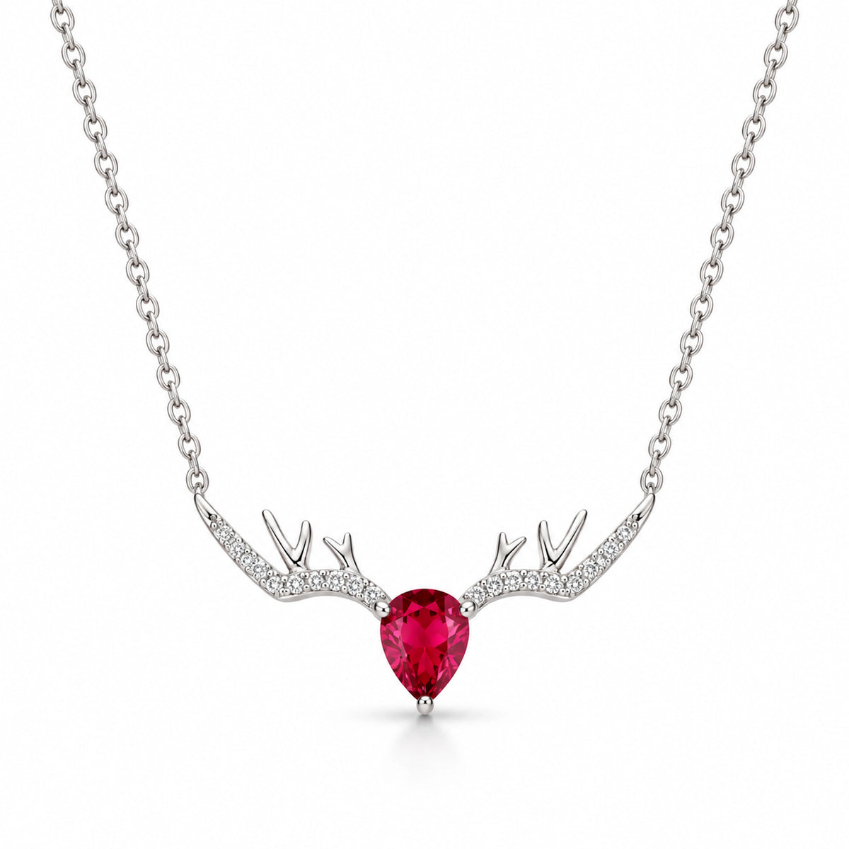 925 Sterling Silver Deer Horn Necklace