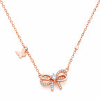 925 sterling silver bow tie and butterfly necklace