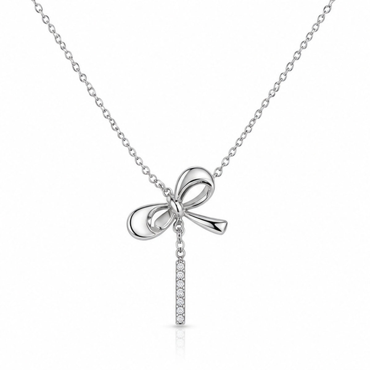 925 Sterling Silver Bow Drop Pendant Necklace | NBM SILVERS