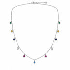 925 Sterling Silver Rainbow Dangle Necklace