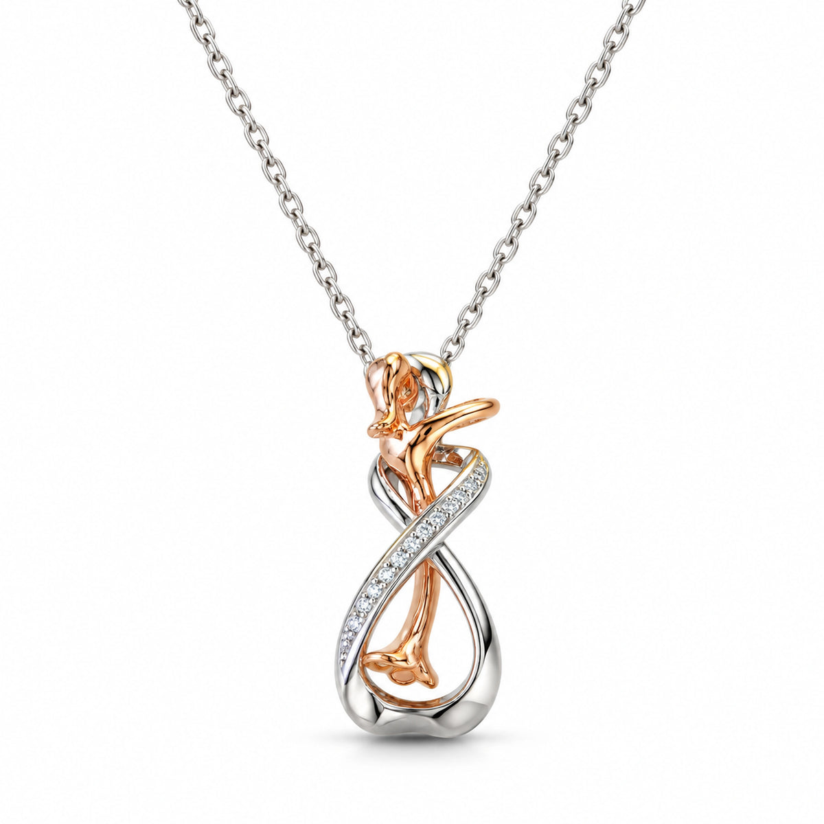 925 sterling silver couple hug infinity pendant