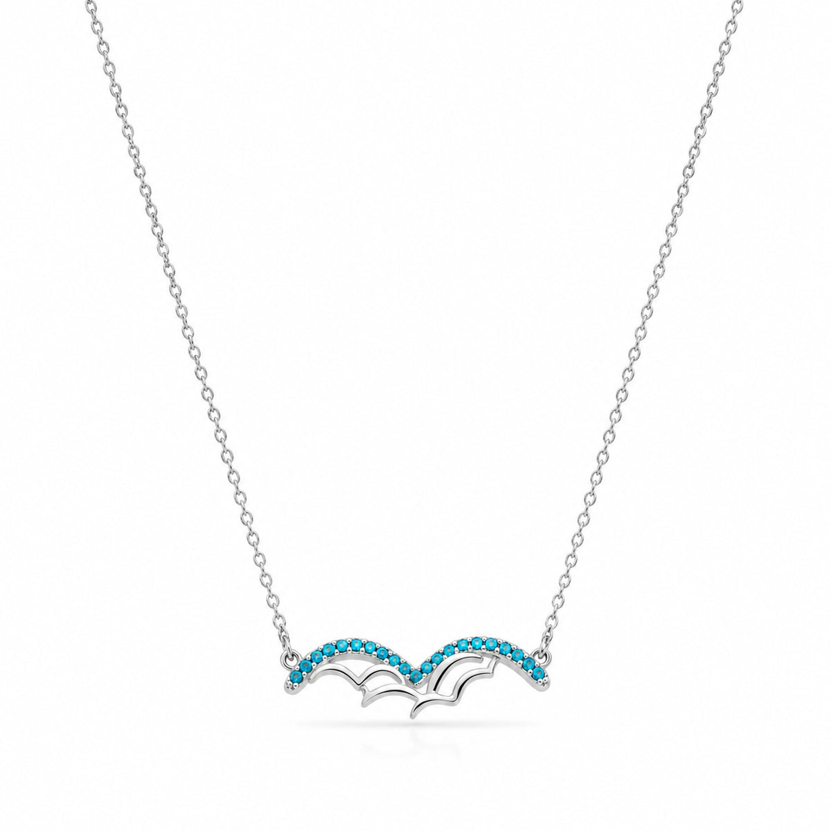 925 Sterling Silver Bat Wing Charm with Turquoise CZ