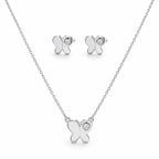 925 Sterling Silver Butterfly Heart Charm Jewelry Set | Necklace & Earring