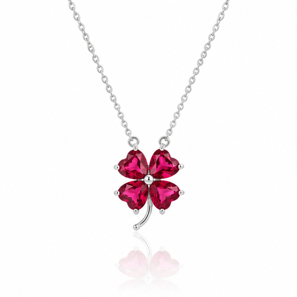 925 Sterling Silver Heart Clover Necklace