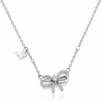 925 sterling silver bow tie and butterfly necklace