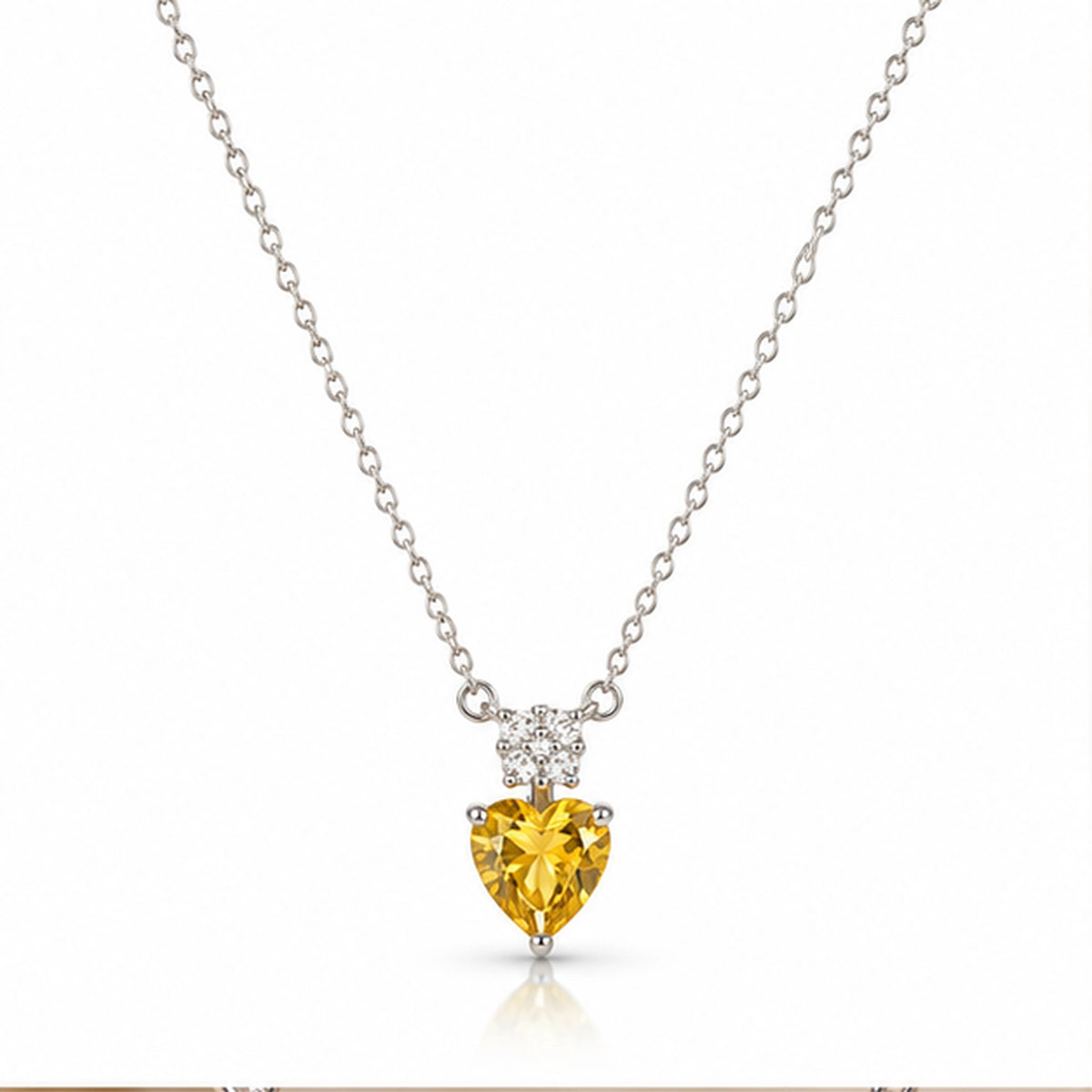 925 Sterling Silver Yellow Heart Solitaire Necklace