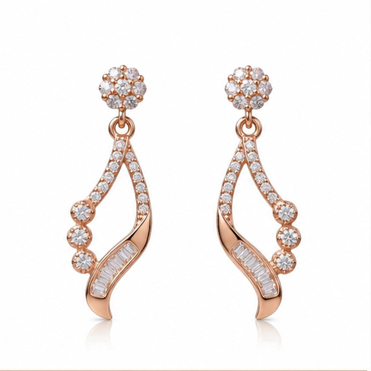 925 Silver Celeste Curve Rose Gold Earrings