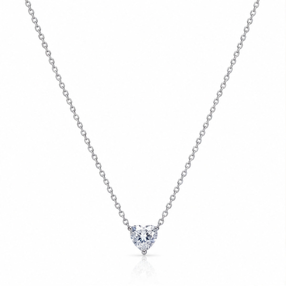 925 Sterling Silver Solitaire Heart Necklace