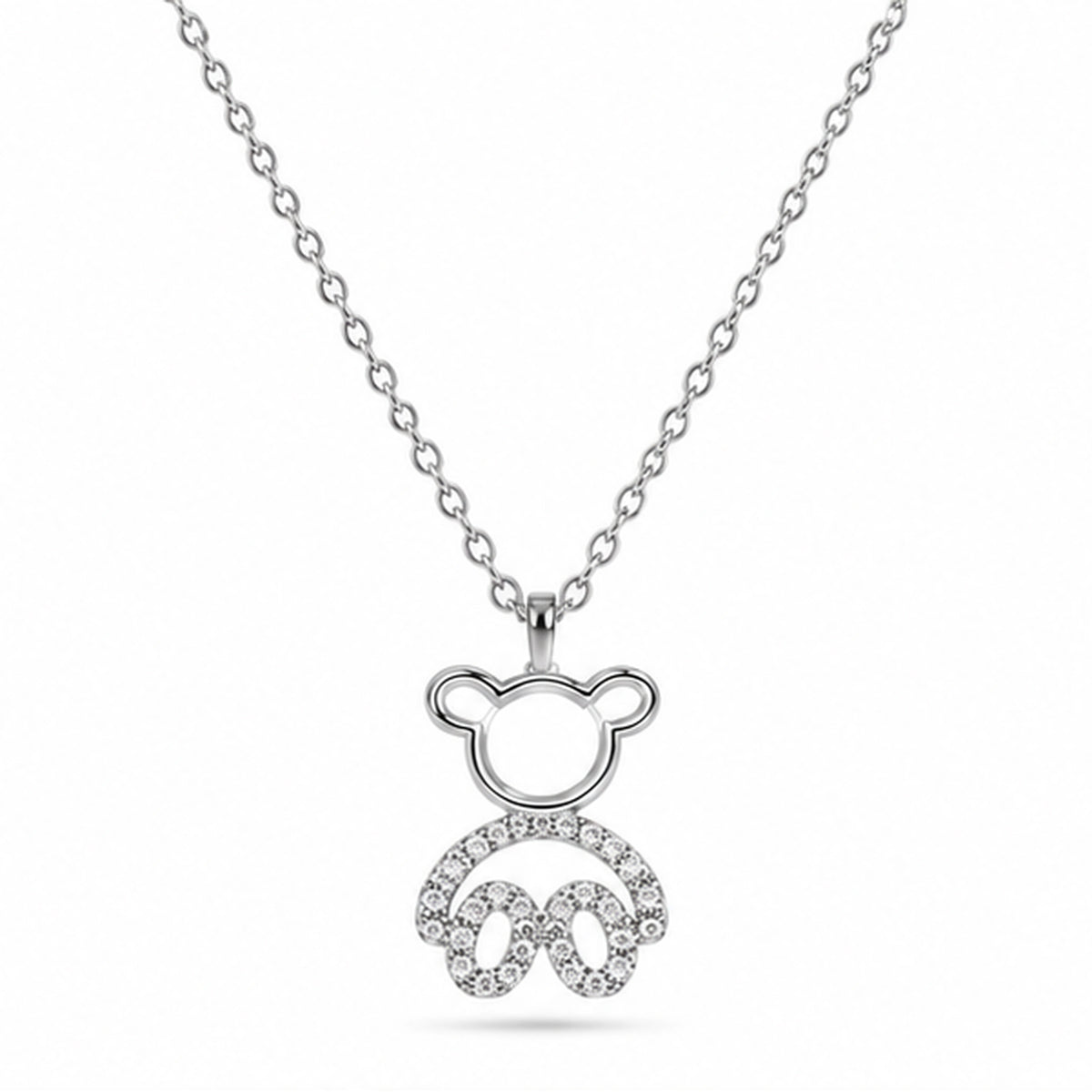 925 Sterling Silver Teddy Bear Pendant Necklace