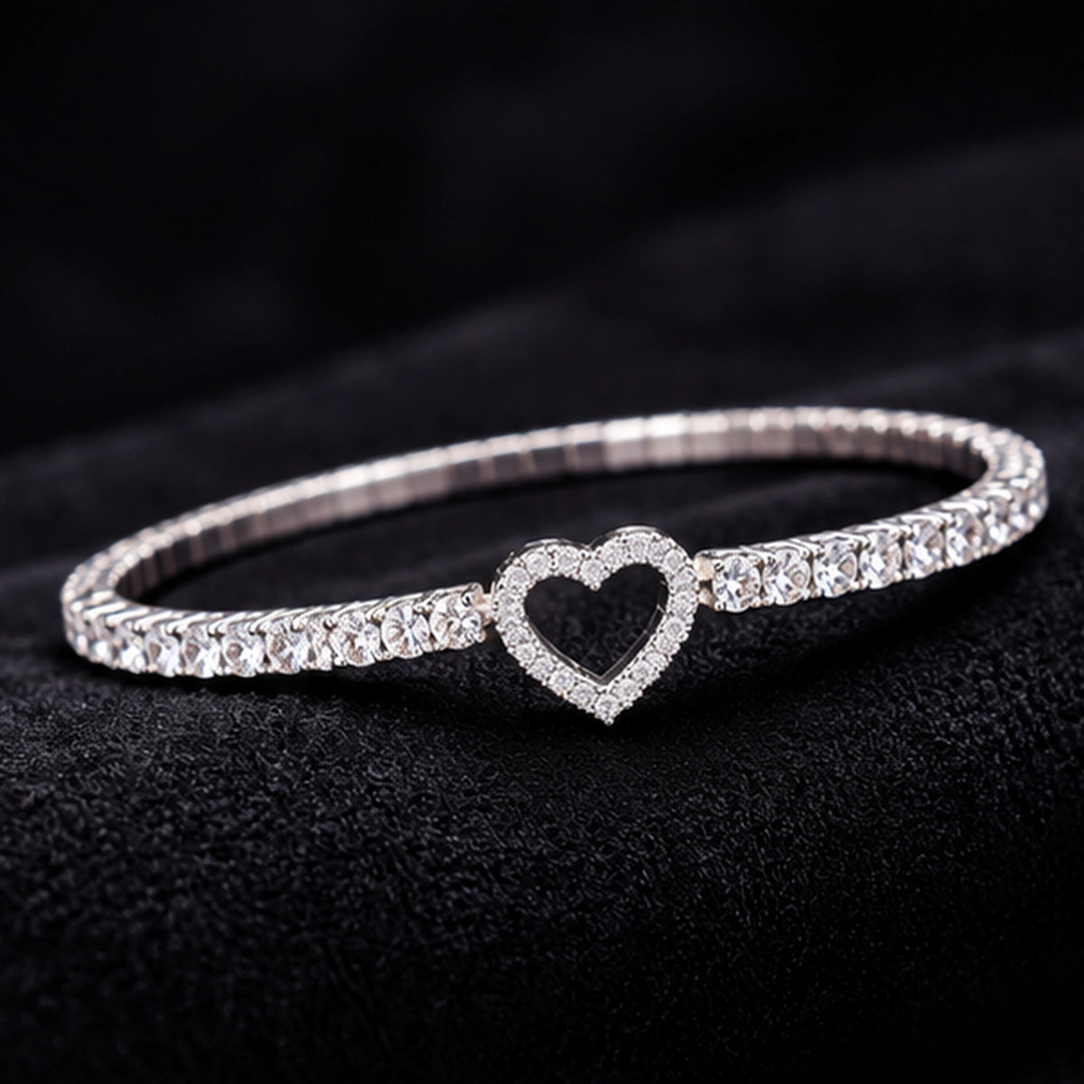 Celina Open Heart 925 Sterling Silver Stretch Bracelet