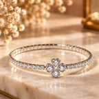 Luxe Clover Heart 925 Sterling Silver Stretch Bracelet