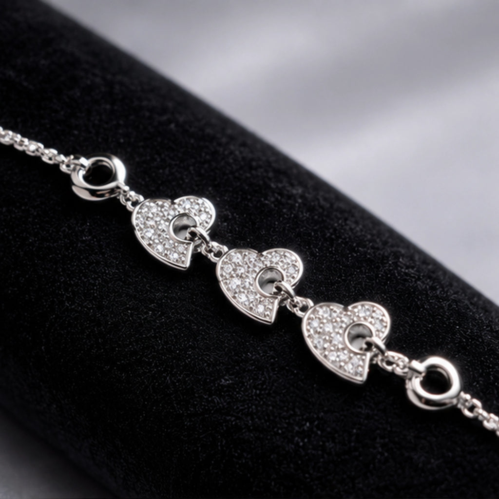 Celeste Triple Heart 925 Sterling Silver Bracelet