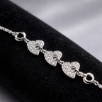 Celeste Triple Heart 925 Sterling Silver Bracelet