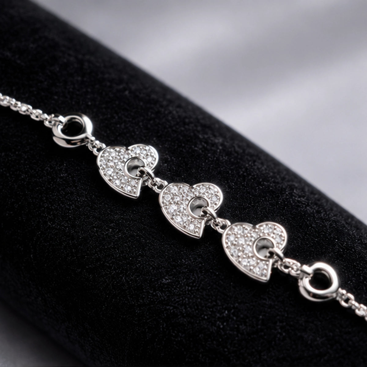 Celeste Triple Heart 925 Sterling Silver Bracelet