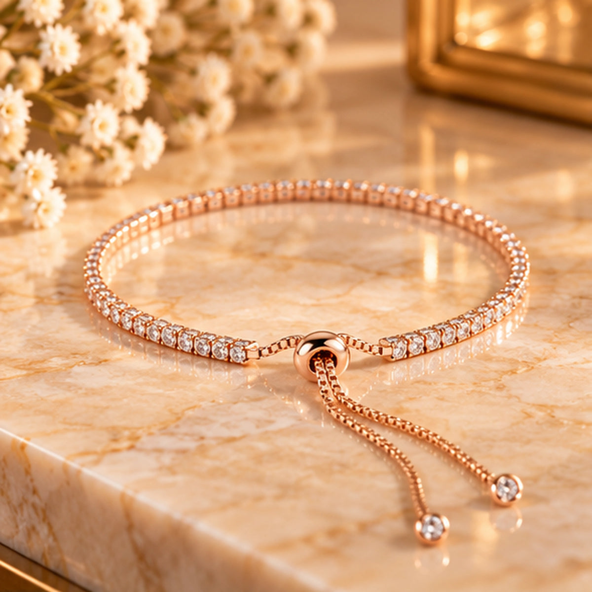 Eterna Rose Adjustable Tennis Bracelet | 925 Sterling Silver