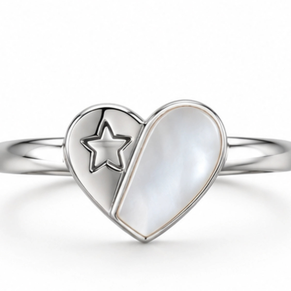 925 Mother-of-Pearl Heart & Star Ring