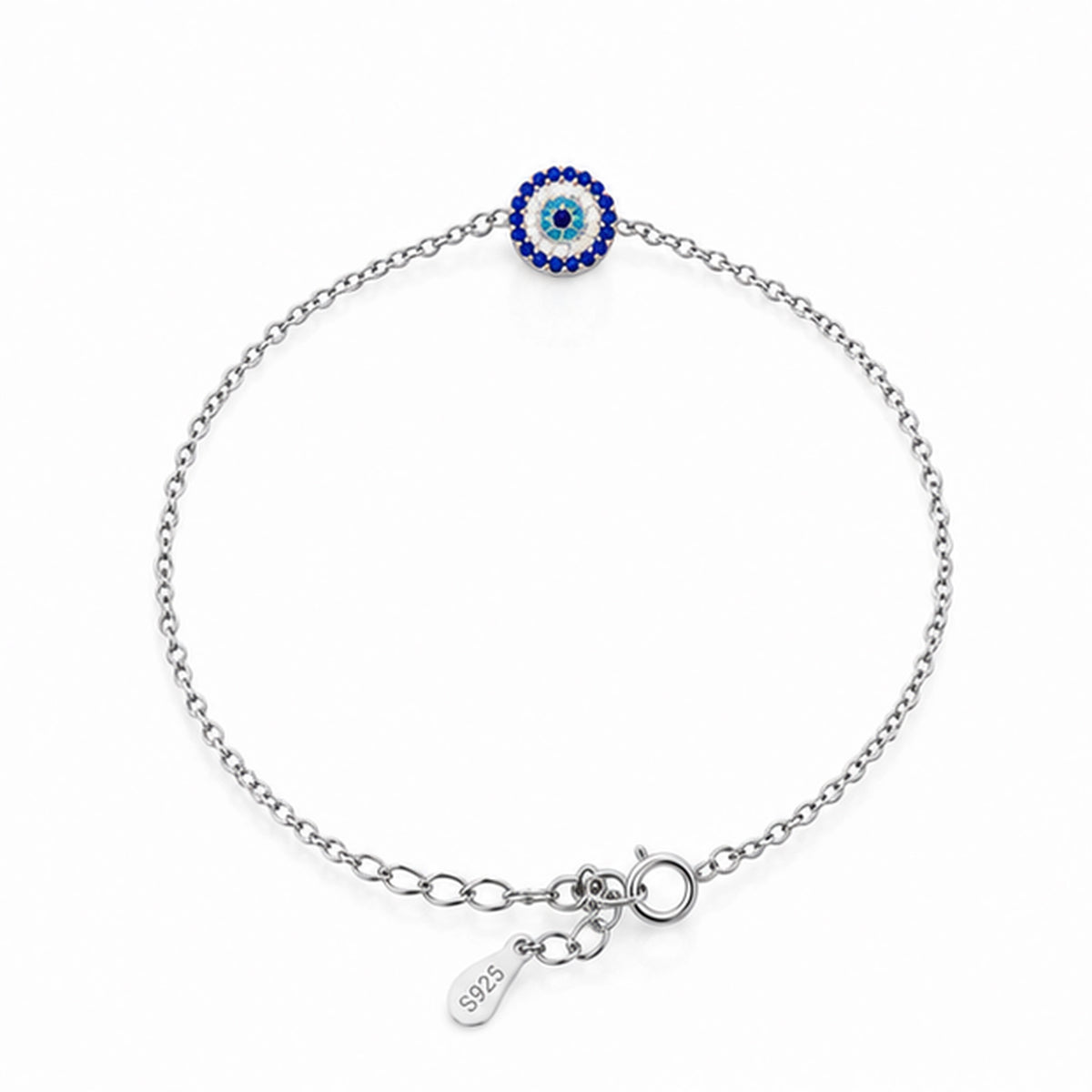 925 Sterling Silver Evil Eye Charm Bracelet