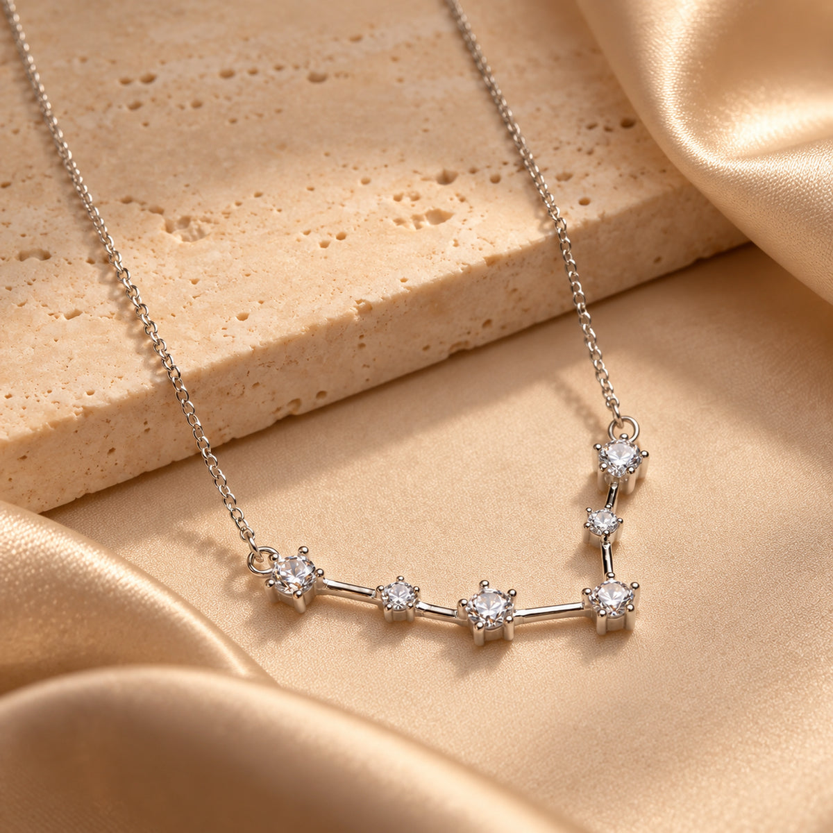 925 Sterling Silver 6 Stone Constellation Necklace