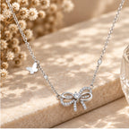 925 sterling silver bow tie and butterfly necklace