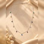 925 Sterling Silver Rainbow Dangle Necklace