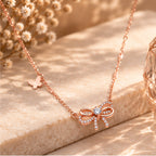 925 sterling silver bow tie and butterfly necklace