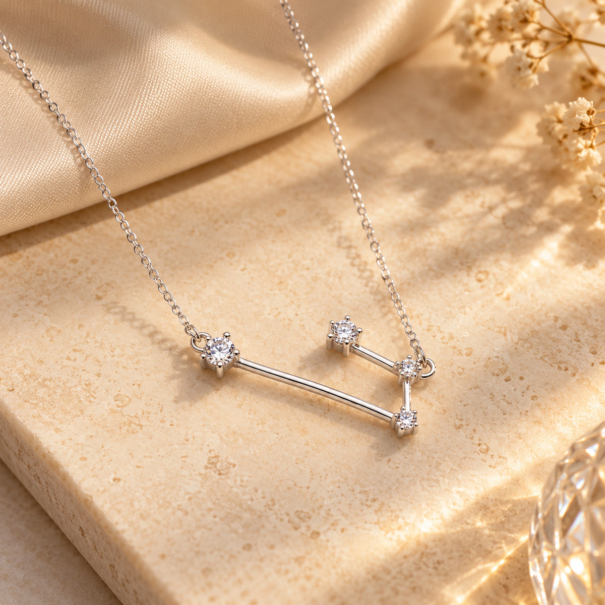 925 Sterling Silver 4 Stone constellation Necklace