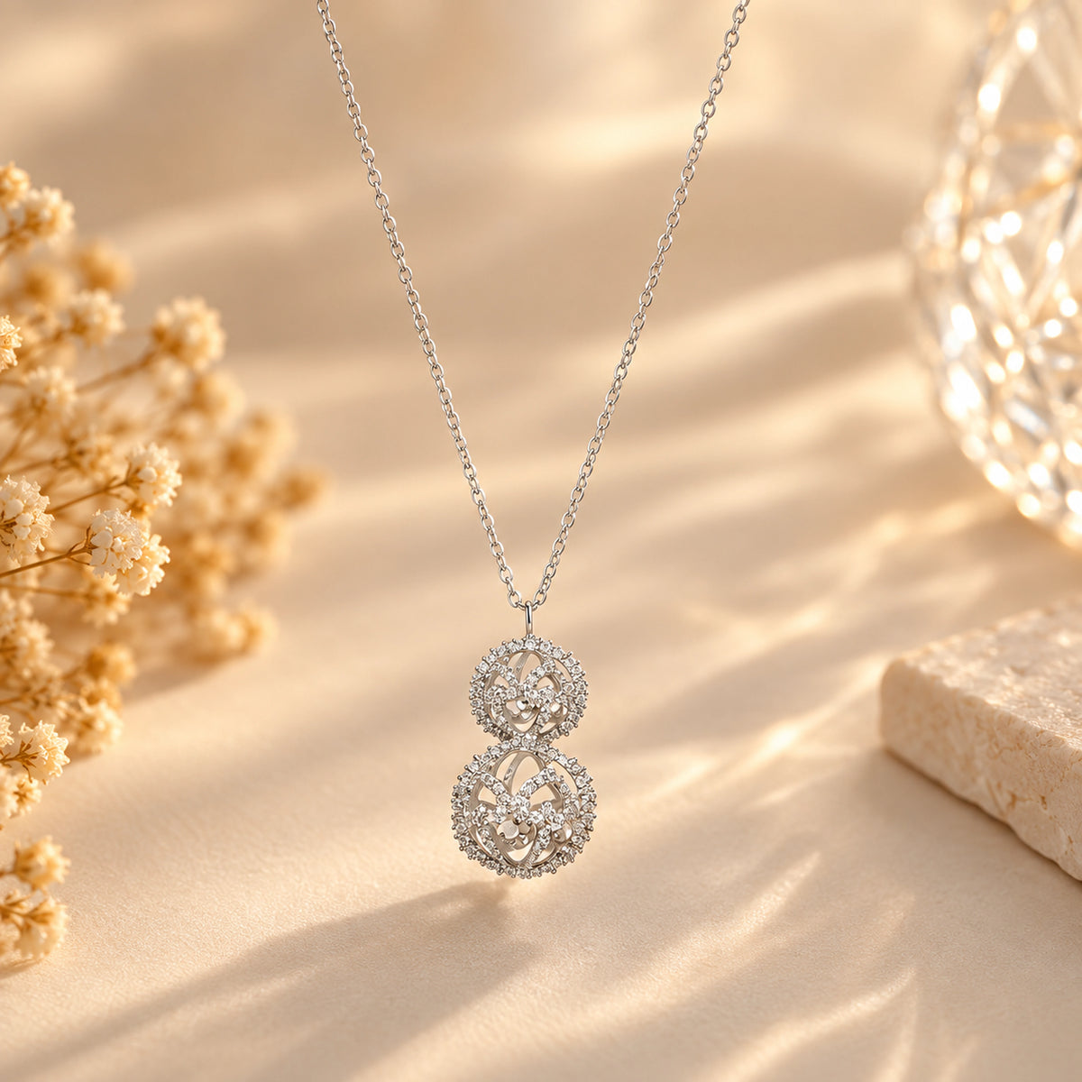 925 Sterling Silver Heart Cage Necklace