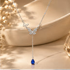 925 sterling silver butterfly Y-shaped necklace
