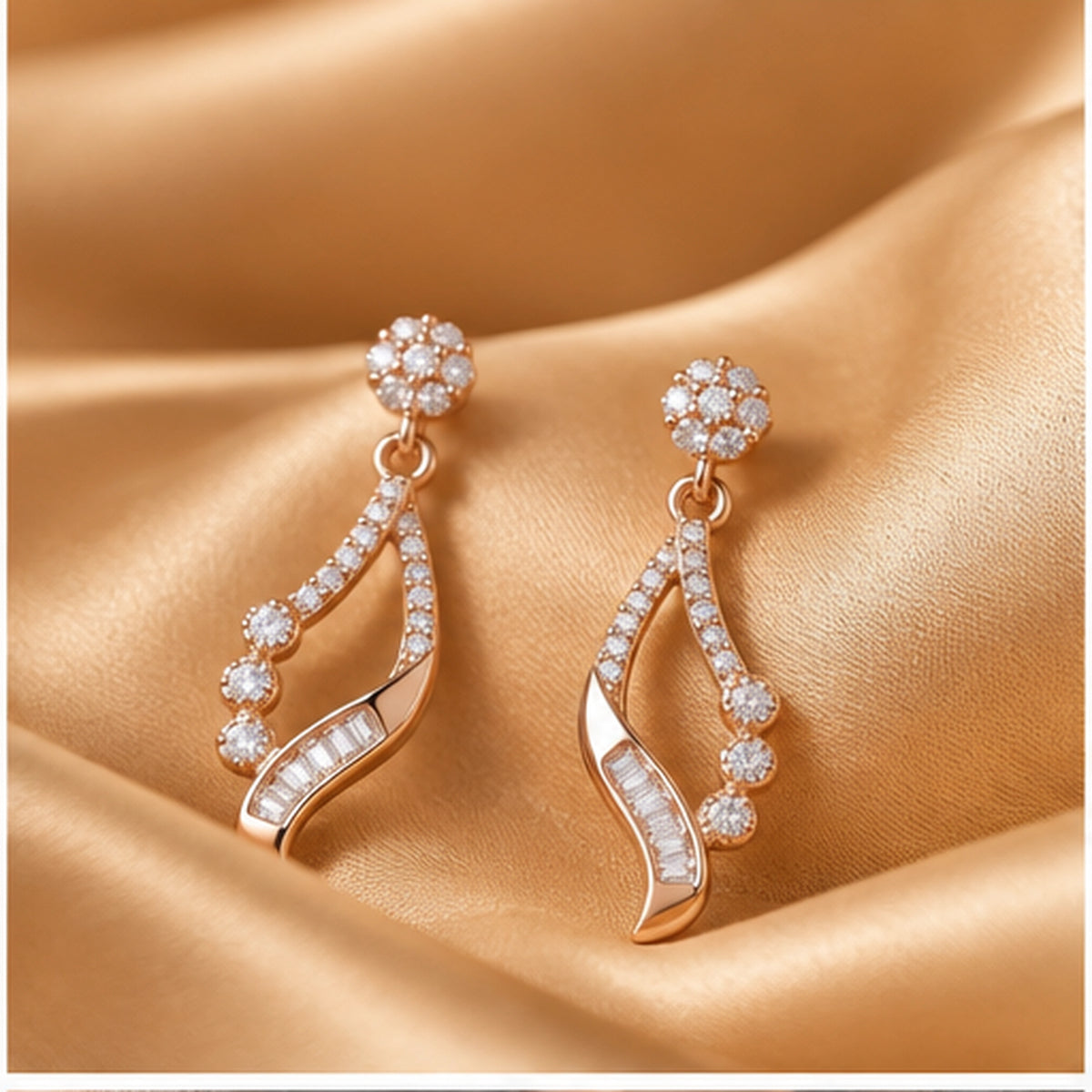 925 Silver Celeste Curve Rose Gold Earrings