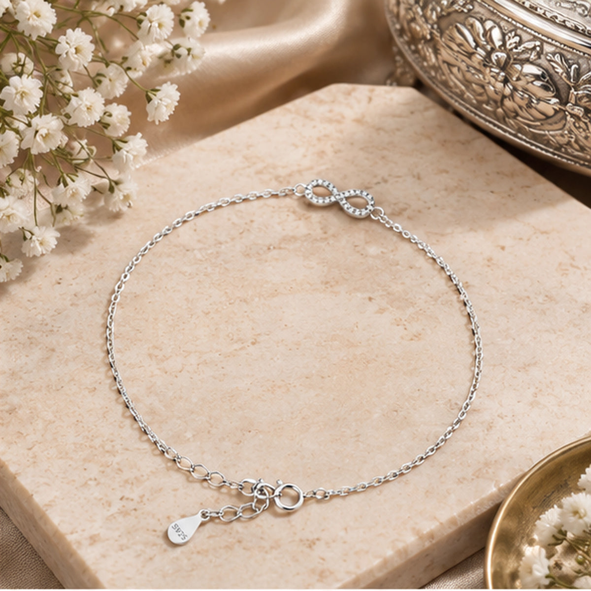 925 Silver Cubic Zirconia Infinity Bracelet