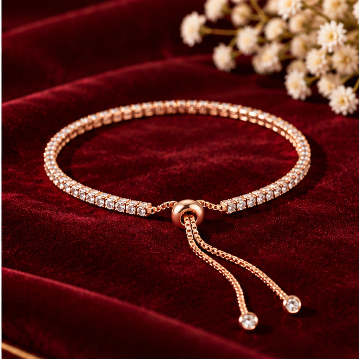 Eterna Rose Adjustable Tennis Bracelet | 925 Sterling Silver