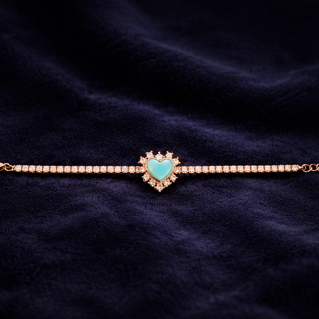 Aurelia Aqua Heart 925 Silver Tennis Bracelet