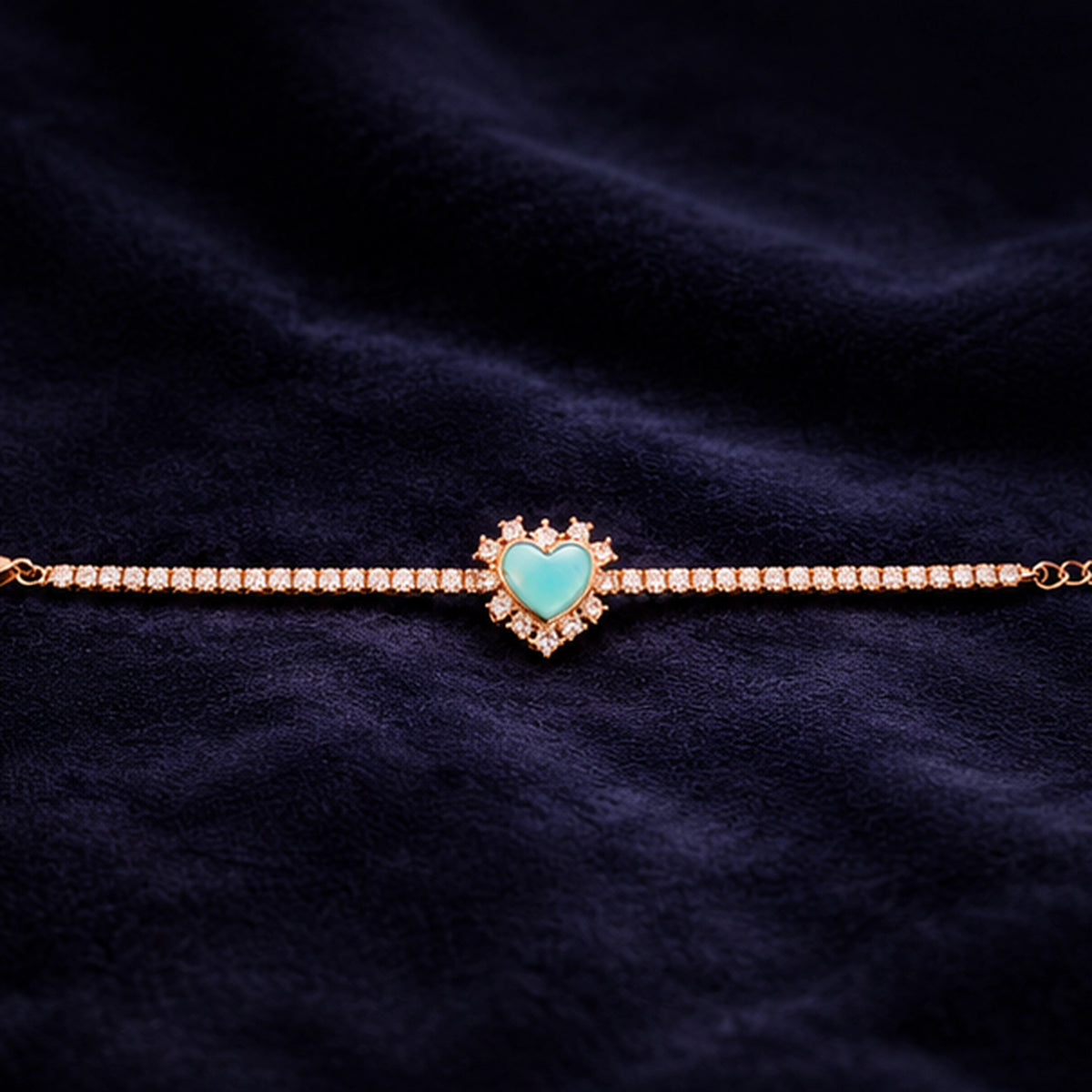 Aurelia Aqua Heart 925 Silver Tennis Bracelet