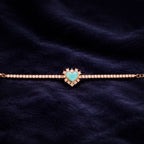Rose Gold Aurelia Aqua Heart 925 Silver Tennis Bracelet