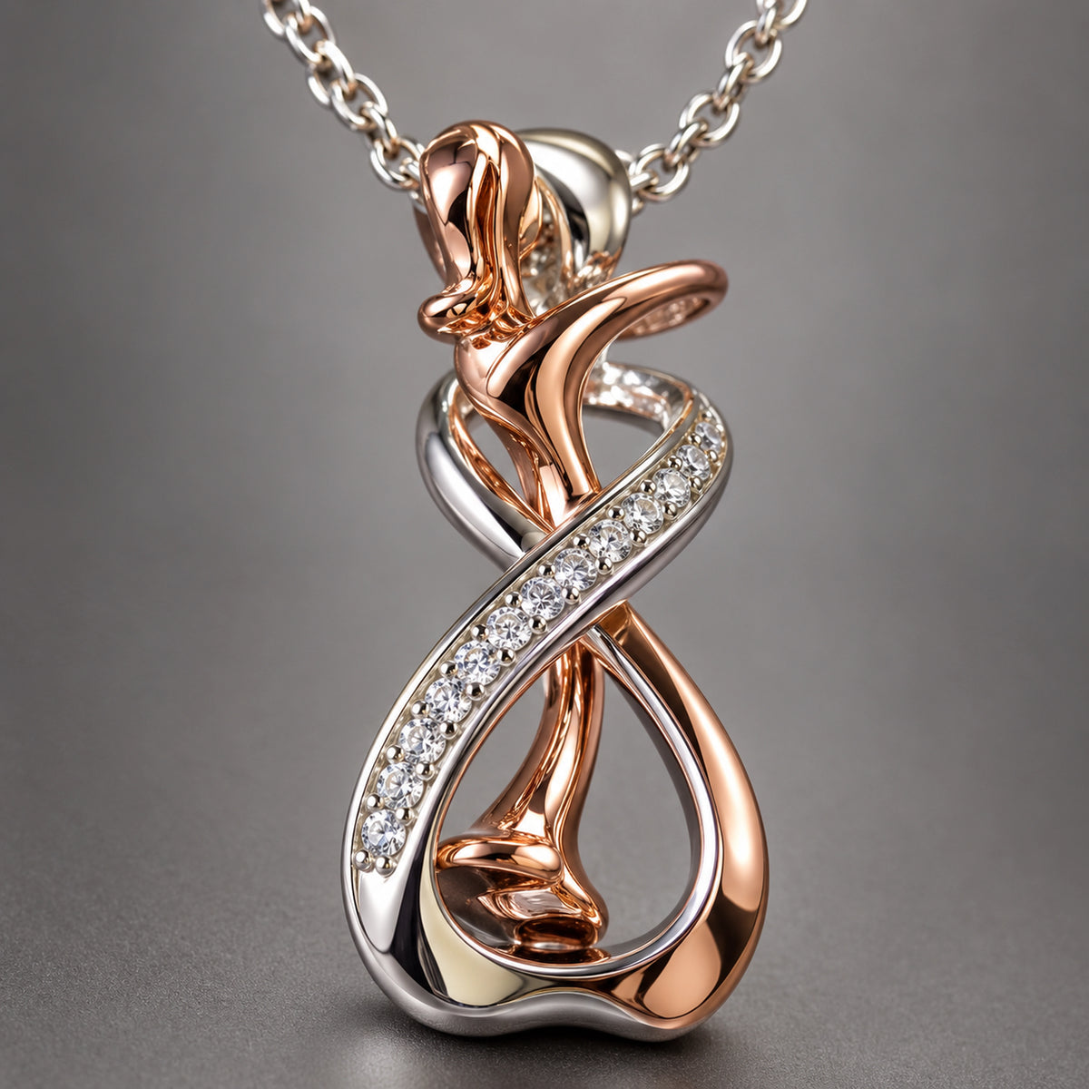 925 sterling silver couple hug infinity pendant