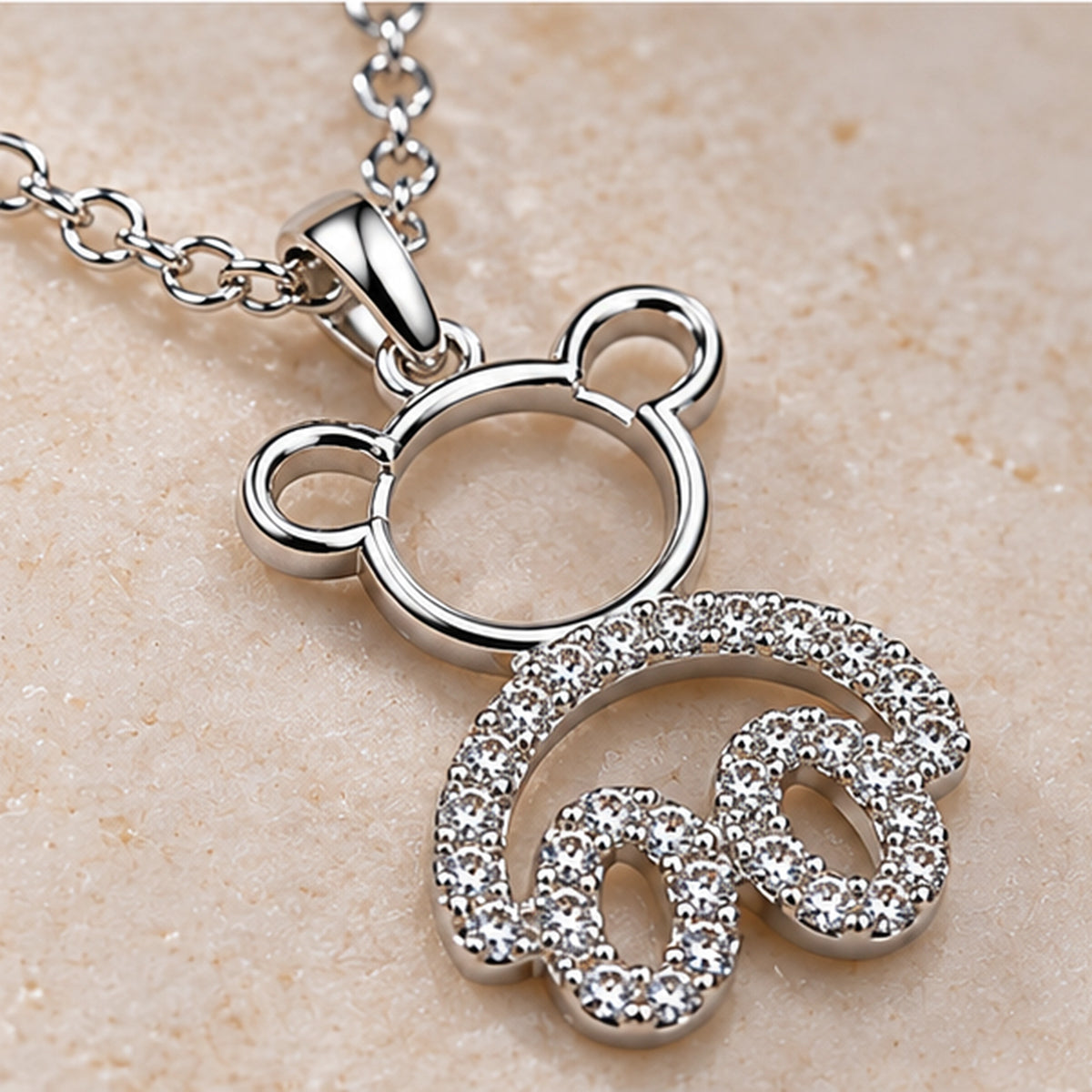 925 Sterling Silver Teddy Bear Pendant Necklace