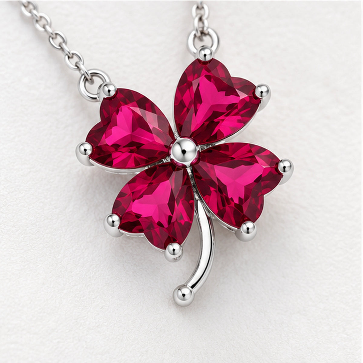 925 Sterling Silver Heart Clover Necklace