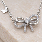925 sterling silver bow tie and butterfly necklace