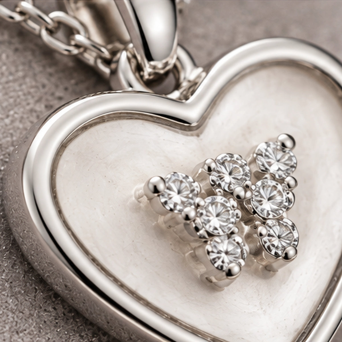925 Sterling Silver Heart & Butterfly Pendant Necklace