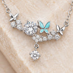925 Sterling Silver Butterfly & CZ Cluster Necklace