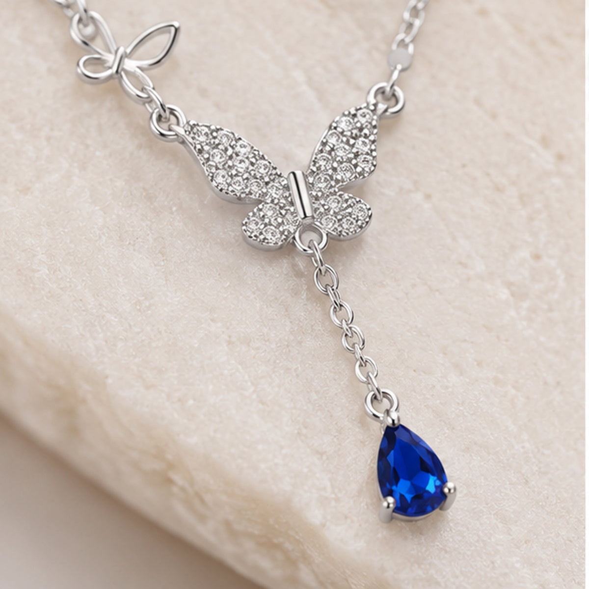 925 sterling silver butterfly Y-shaped necklace