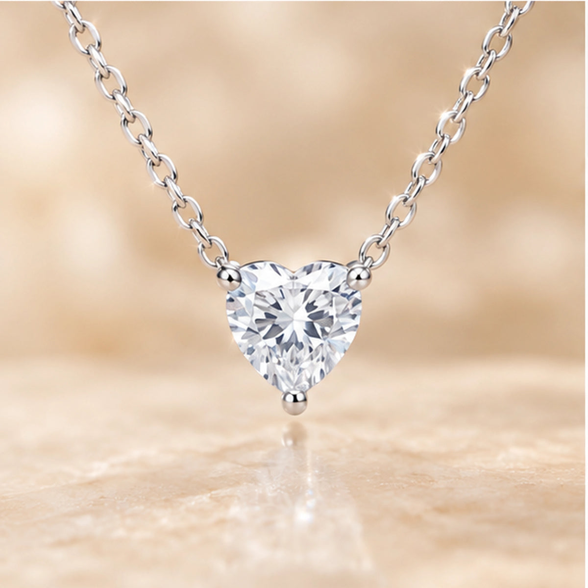 925 Sterling Silver Solitaire Heart Necklace