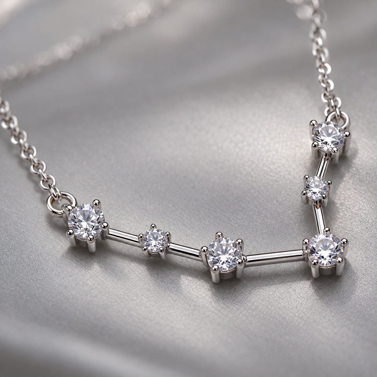 925 Sterling Silver 6 Stone Constellation Necklace