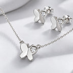 925 Sterling Silver Butterfly Heart Charm Jewelry Set | Necklace & Earring