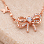 925 sterling silver bow tie and butterfly necklace