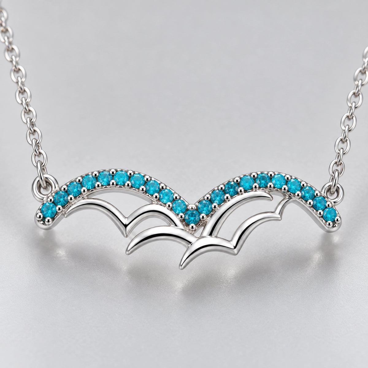 925 Sterling Silver Bat Wing Charm with Turquoise CZ