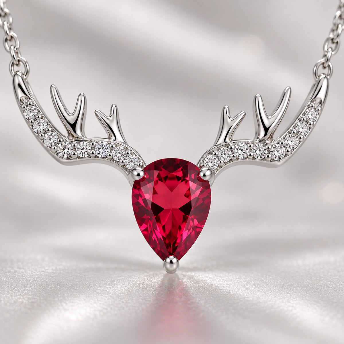 925 Sterling Silver Deer Horn Necklace