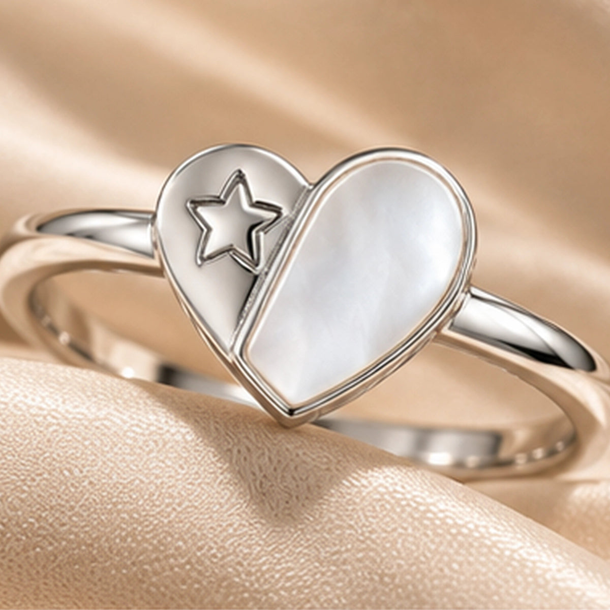 925 Mother-of-Pearl Heart & Star Ring