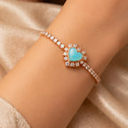 Aurelia Aqua Heart 925 Silver Tennis Bracelet